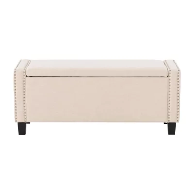 Corliving Boston Living Room Collection Storage Nailhead Trim Bench