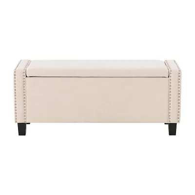 Corliving Boston Living Room Collection Storage Nailhead Trim Bench