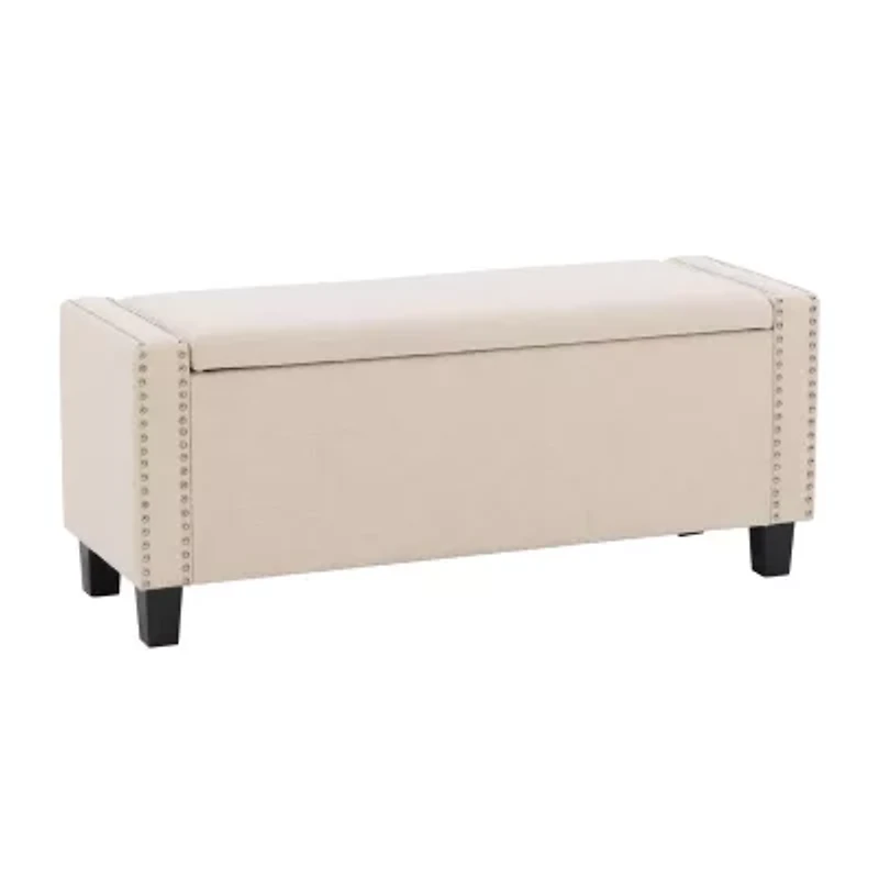 Corliving Boston Living Room Collection Storage Nailhead Trim Bench