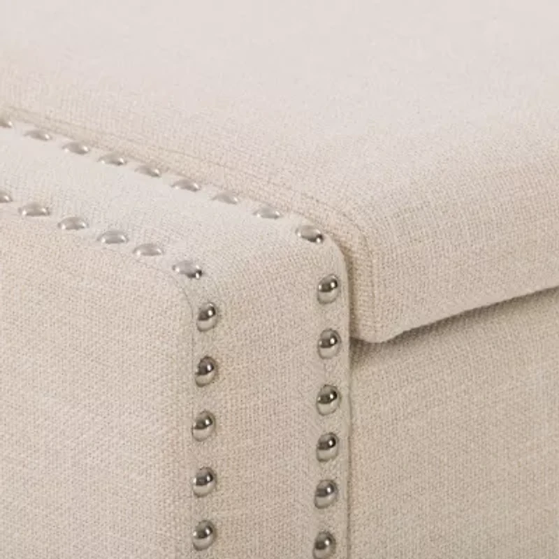 Corliving Boston Living Room Collection Storage Nailhead Trim Bench
