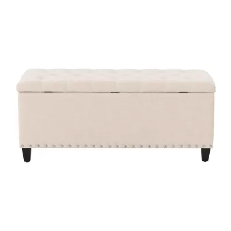 Corliving Boston Living Room Collection Storage Nailhead Trim Bench