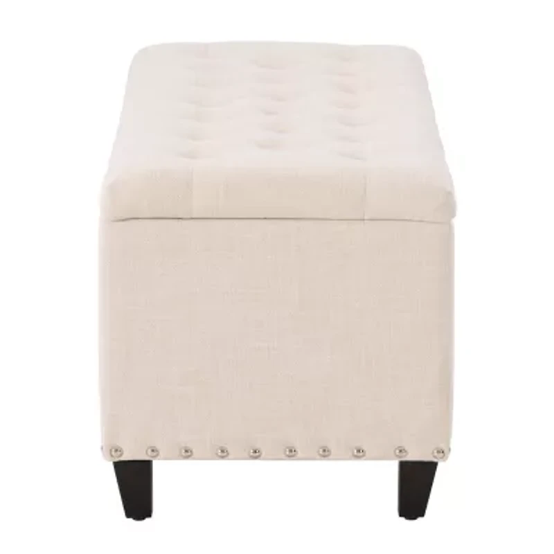 Corliving Boston Living Room Collection Storage Nailhead Trim Bench