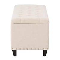 Corliving Boston Living Room Collection Storage Nailhead Trim Bench