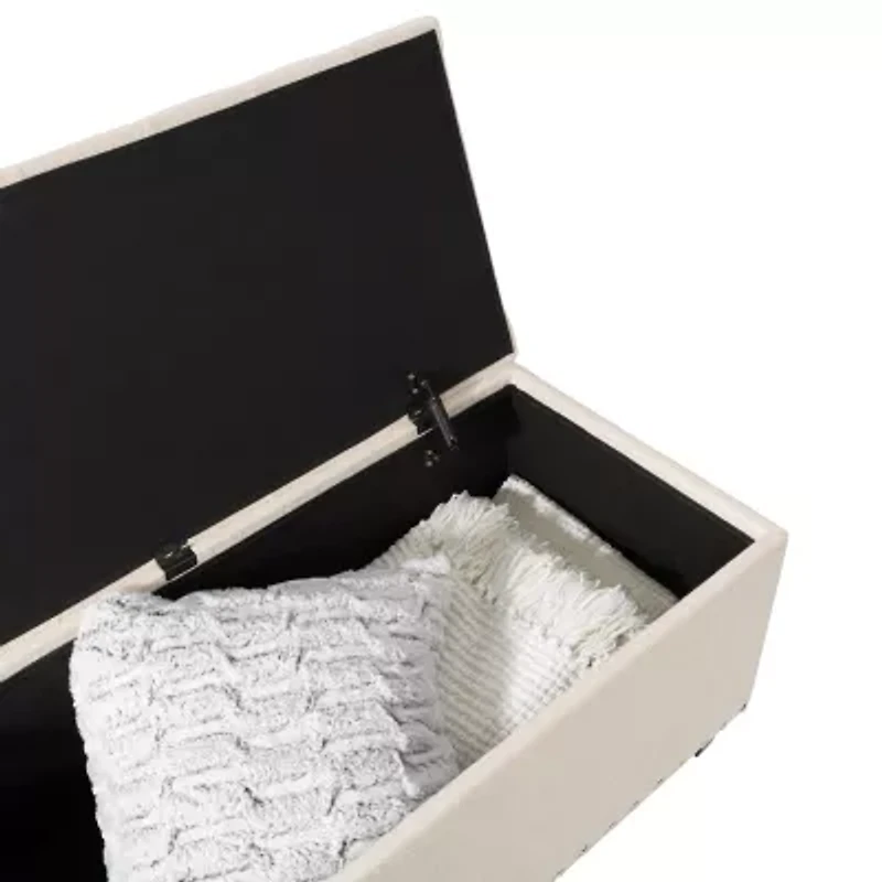 Corliving Boston Living Room Collection Storage Nailhead Trim Bench