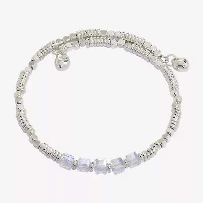 Sparkle Allure Birthstone Womens Red Crystal Pure Silver Over Brass Wrap Bracelet