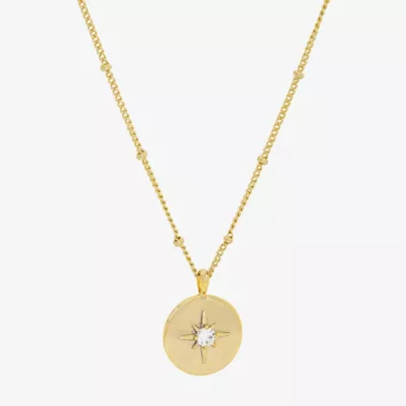 Sparkle Allure Birthstone Womens Red Cubic Zirconia 14K Gold Over Brass Round 16 Inch Pendant Necklace