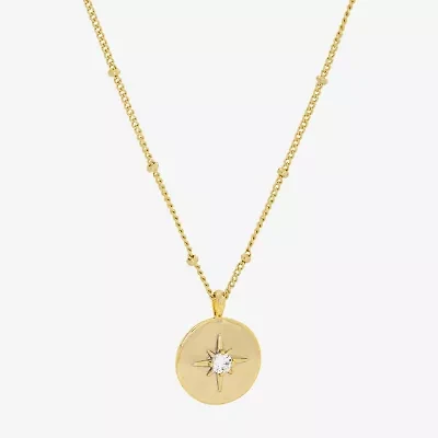 Sparkle Allure Birthstone Womens Red Cubic Zirconia 14K Gold Over Brass Round 16 Inch Pendant Necklace