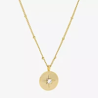 Sparkle Allure Birthstone Womens Red Cubic Zirconia 14K Gold Over Brass Round 16 Inch Pendant Necklace