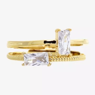Sparkle Allure Birthstone Womens Red Cubic Zirconia 14K Gold Over Brass Ring Set