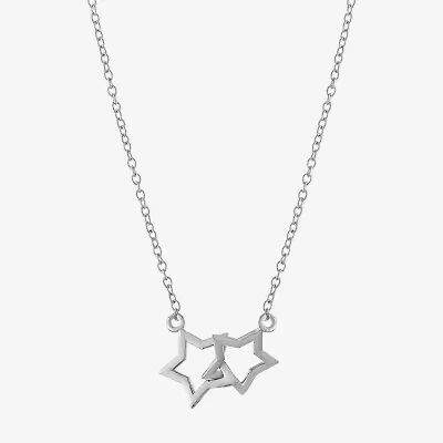 Silver Treasures Womens Sterling Silver Star 16 Inch Pendant Necklace