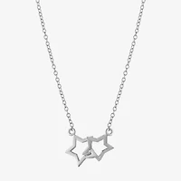 Silver Treasures Womens Sterling Silver Star 16 Inch Pendant Necklace