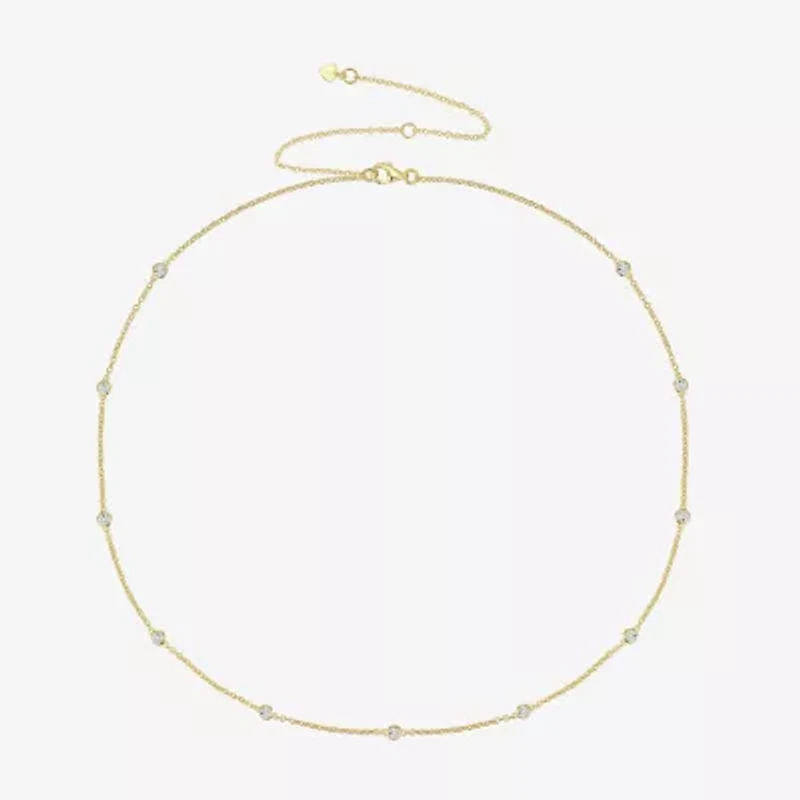 Diamond Addiction Womens 1/10 CT. T.W. Natural White Diamond 14K Gold Over Silver 16 Inch Pendant Necklace