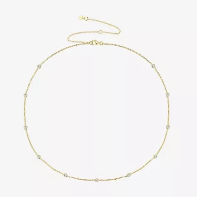Diamond Addiction Womens 1/10 CT. T.W. Natural White Diamond 14K Gold Over Silver 16 Inch Pendant Necklace