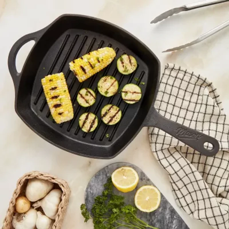 Mason Craft And More 10.25" Mcm Square Pan With Assist Handle Cast Iron Grill Pan