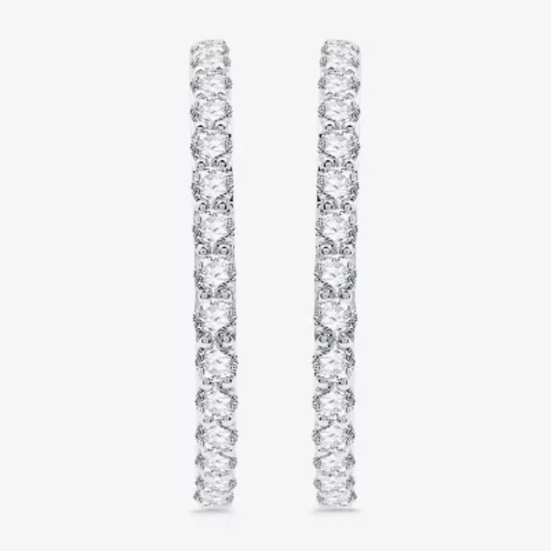 (H-I / Si2-I1) 5 CT. T.W. Lab Grown White Diamond 10K or Yellow Gold 35mm Hoop Earrings