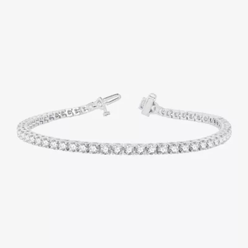 (H-I / Si2-I1) Womens 5 CT. T.W. Lab Grown White Diamond 10K White Gold 7.25 Inch Tennis Bracelet