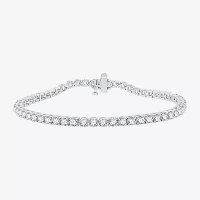 (H-I / Si2-I1) Womens 5 CT. T.W. Lab Grown White Diamond 10K White Gold 7.25 Inch Tennis Bracelet