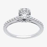 (H-I / Si2-I1) Womens 1 1/4 CT. T.W. Lab Grown White Diamond 10K Gold Round Side Stone Engagement Ring