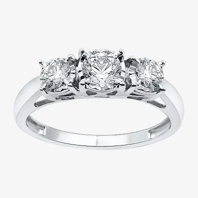 I Said Yes (H-I / Si2-I1) Womens 3/4 CT. T.W. Lab Grown White Diamond Sterling Silver or 14K Gold Over Round 3-Stone Engagement Ring