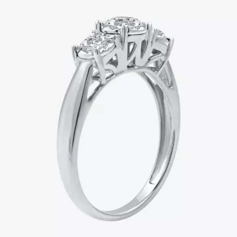 I Said Yes (H-I / Si2-I1) Womens 3/4 CT. T.W. Lab Grown White Diamond Sterling Silver or 14K Gold Over Round 3-Stone Engagement Ring