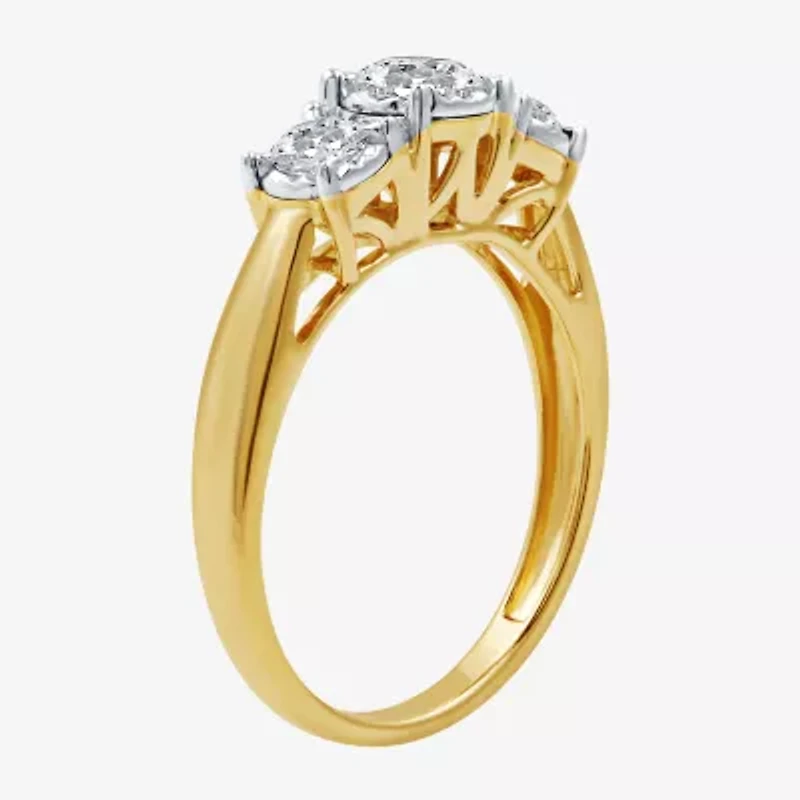 I Said Yes (H-I / Si2-I1) Womens 3/4 CT. T.W. Lab Grown White Diamond Sterling Silver or 14K Gold Over Round 3-Stone Engagement Ring