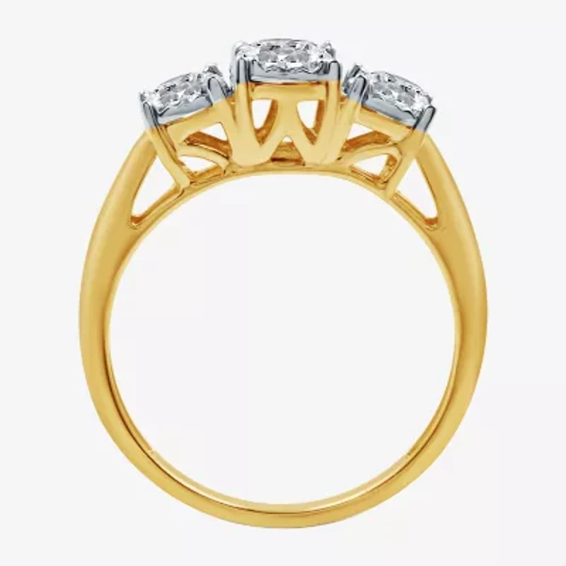 I Said Yes (H-I / Si2-I1) Womens 3/4 CT. T.W. Lab Grown White Diamond Sterling Silver or 14K Gold Over Round 3-Stone Engagement Ring