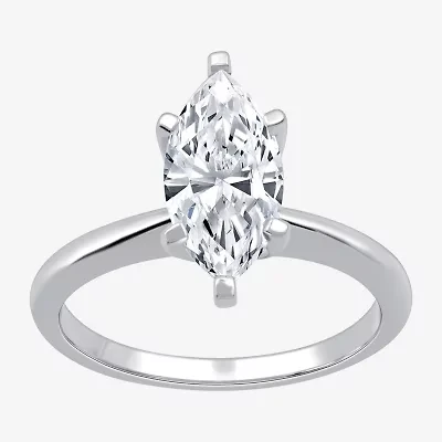 (G / SI2) Womens 2 CT. Lab-Grown White Diamond 14K Gold Marquise Solitaire Engagement Ring