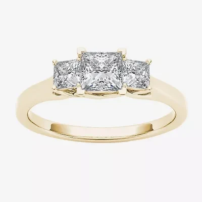 Love Lives Forever Womens 1 CT. Natural White Diamond 14K Gold 3-Stone Engagement Ring