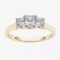Love Lives Forever Womens 1 CT. Natural White Diamond 14K Gold 3-Stone Engagement Ring