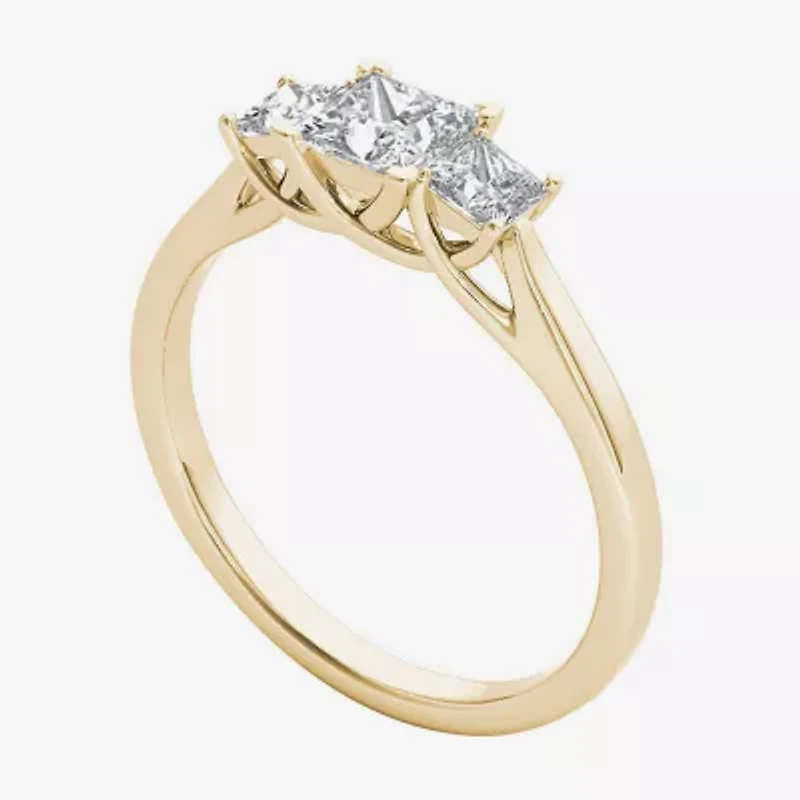 Love Lives Forever Womens 1 CT. Natural White Diamond 14K Gold 3-Stone Engagement Ring