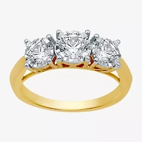 (G / SI1-SI2) Womens 1 CT. T.W. Lab Grown White Diamond 10K Gold Round 3-Stone Engagement Ring