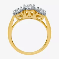 (G / SI1-SI2) Womens 1 CT. T.W. Lab Grown White Diamond 10K Gold Round 3-Stone Engagement Ring