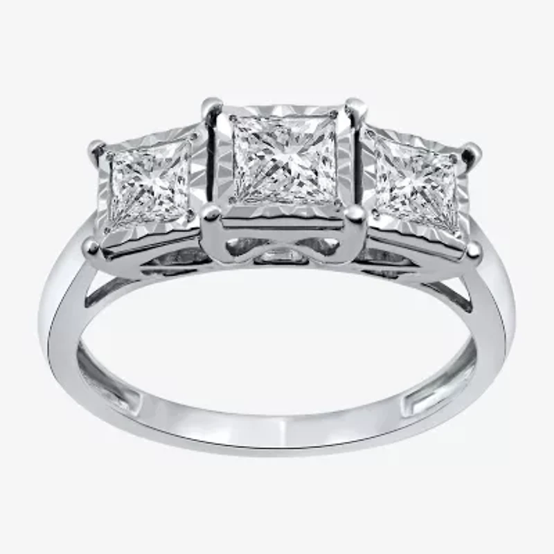 Love Lives Forever (H-I / Si2-I1) Womens 1 CT. T.W. Lab Grown White Diamond 10K Gold 3-Stone Engagement Ring