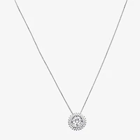 DiamonArt® Womens White Cubic Zirconia Sterling Silver Starburst Pendant Necklace