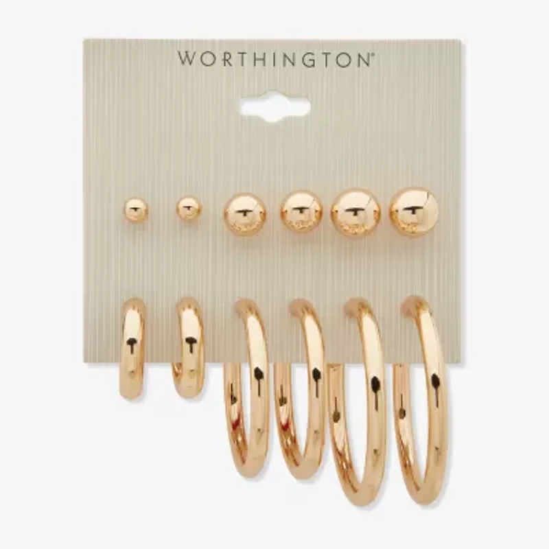 Worthington Womens 6 Pair Earring Set