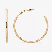 Worthington Silver Tone Hammered C Womens 50.8mm Hoop Earrings