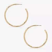 Worthington Silver Tone Hammered C Womens 50.8mm Hoop Earrings