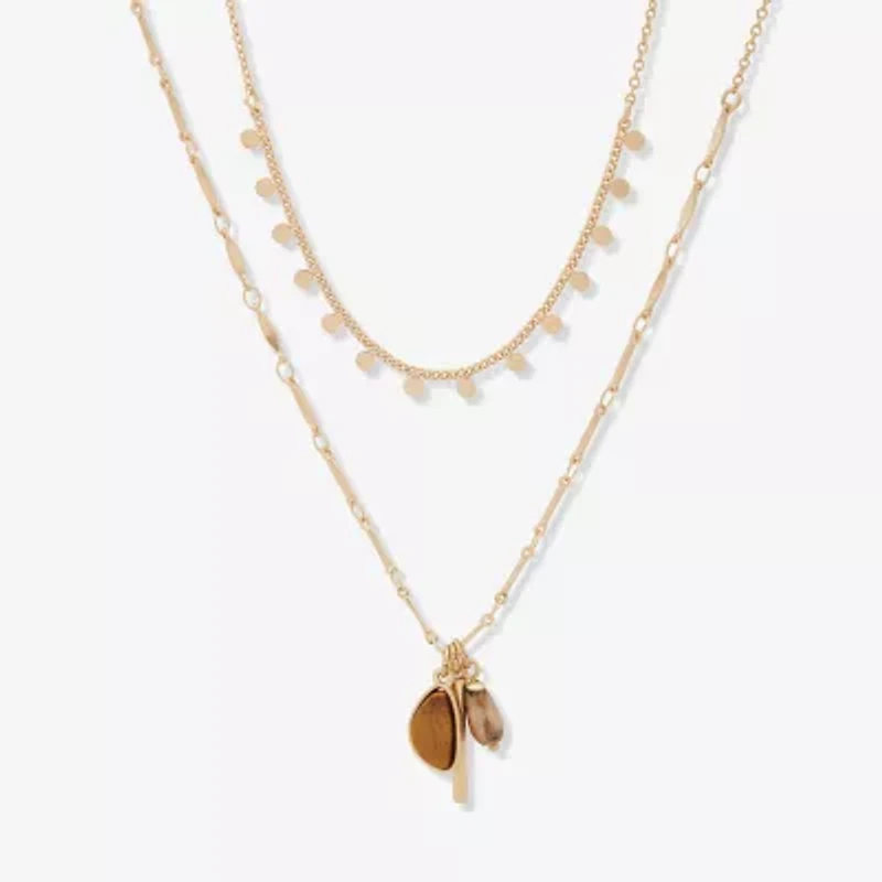 a.n.a Womens Brown Tiger's Eye 16 Inch Strand Necklace