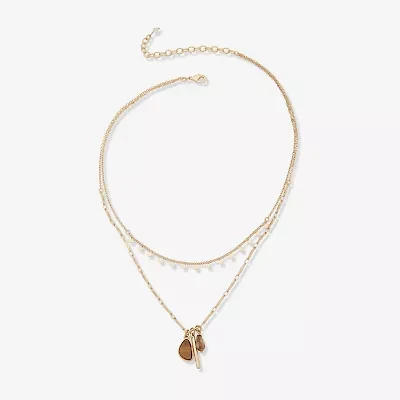 a.n.a Womens Brown Tiger's Eye 16 Inch Strand Necklace
