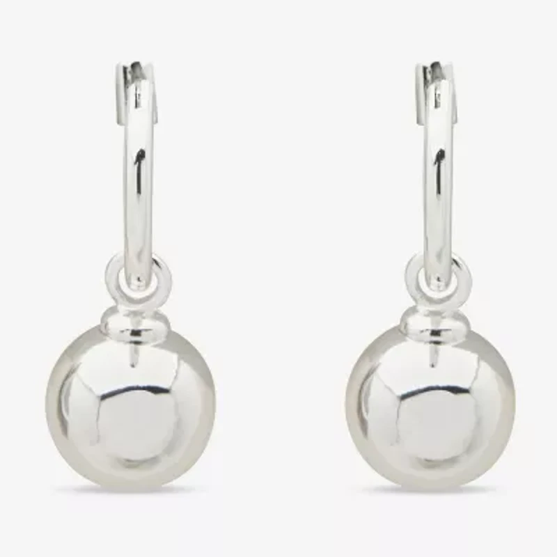 Worthington Silver Tone Womens 30.5mm Ball Hoop Earrings
