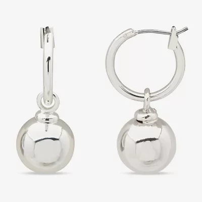 Worthington Silver Tone Womens 30.5mm Ball Hoop Earrings