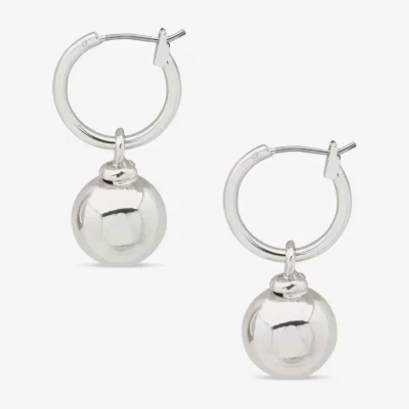 Worthington Silver Tone Womens 30.5mm Ball Hoop Earrings