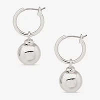 Worthington Silver Tone Womens 30.5mm Ball Hoop Earrings