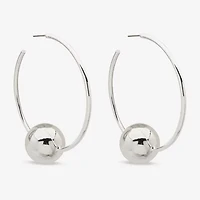 Worthington Silver Tone Womens 63.5mm Hoop Earrings