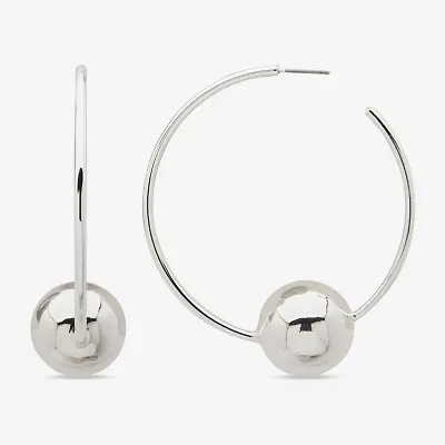 Worthington Silver Tone Womens 63.5mm Hoop Earrings