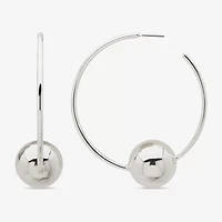 Worthington Silver Tone Womens 63.5mm Hoop Earrings