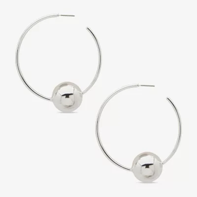 Worthington Silver Tone Womens 63.5mm Hoop Earrings