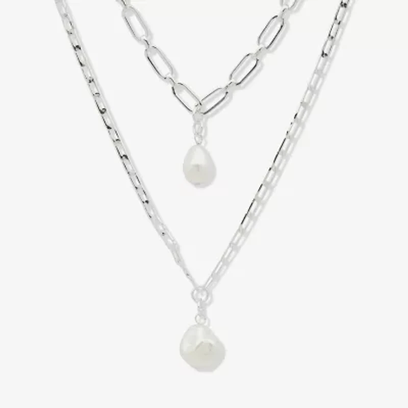 Worthington Silver Tone Simulated Pearl Womens 21 Inch Strand Necklace
