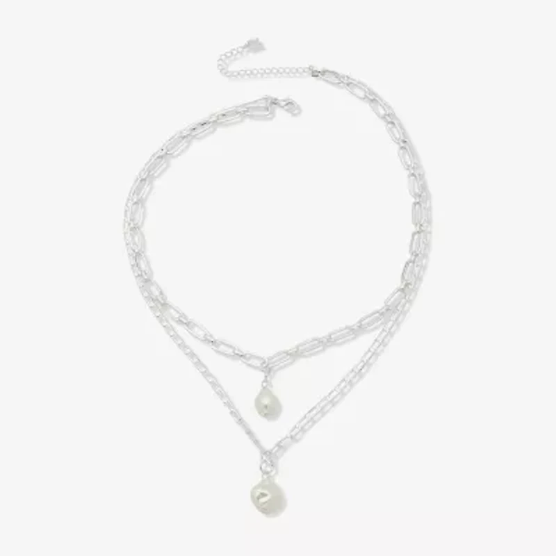 Worthington Silver Tone Simulated Pearl Womens 21 Inch Strand Necklace