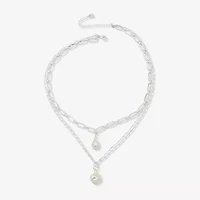 Worthington Silver Tone Simulated Pearl Womens 21 Inch Strand Necklace